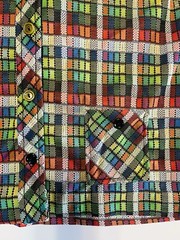 VTG 70s JC Penney Fashions Button Up Poly Tartan Plaid Shirt Top Wide Lapel M**