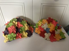 2 Vintage Jantzen Swim Cap Flower Multicolor Rubber Petal 1960s Retro Style
