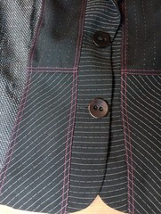 VTG Lana Lee Womens 10 Jacket Cropped Retro Black Gray Artsy Pinstripe Indie