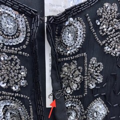 Stenay Black Beaded Silk Evening Jacket Large 80s Silver Sequin Formal Vintage