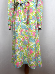 Posh Jay Anderson Vintage Dress Women’s 16 Midi Retro Colorful Floral Belt Tie