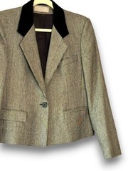 Vintage Evan Picone Houndtooth Blazer Jacket with Velvet Collar ILGWU Union Tag
