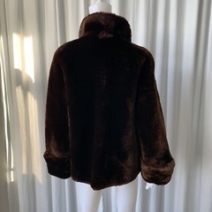 Vintage 50s Hudson’s Genuine Mouton Shearling Fur Coat Jacket Brown Womens