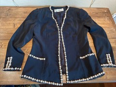 Vtg d’ore by Della Roufogali Beaded Black Open Cardigan Sz 10