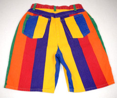 Vintage Shorts No Boundaries Size 7 90s Bright Rainbow Stripe Made USA