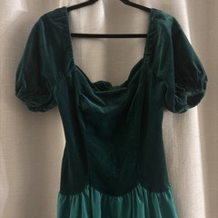 Vintage House of Bianchi Emerald Green Velvet & Taffeta Dress 80’s Sweetheart