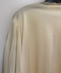 Vintage Jolie Two Bed Jacket Beige Nylon w/ Lace Pleated Sleeves Medium