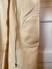 COURREGES PARIS Cream Boucle Wool Biker Zip Coat With Vinyl Trim