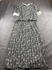 VTG Liz Roberts Women’s S/M? Floral Peter Pan Collar Pleated Maxi Dress Cottage