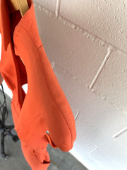 RARE Vintage 1980’S Thierry Mugler Orange Pique Cotton corseted dress – 38