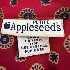 Appleseeds Vintage Red Medallion Print Pleated Midi Shirt Dress 12P Belted