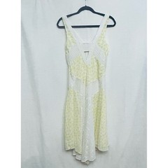 Anthropologie Boho Cottagecore Leifnotes Light Yellow & White V‑Neck Midi Dress