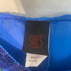 Vintage Shes USA Blue Sequin Butterfly Cami Top Y2K Beaded Rayon LA-3587 Medium