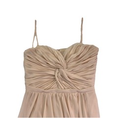 VTG Formal Gown Champagne Nude Pleated Chiffon Maxi Dress Goddess Retro Glam