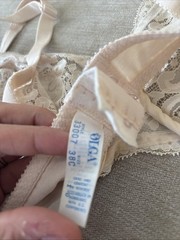 36D Ivory Nylon & Lace U/W Unlined Vintage OLGA Shimmerlilies Bra #33007 36C