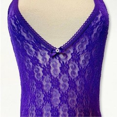 Vintage 1970s Frederick’s of Hollywood Purple Lace Lingerie Bodysuit Size Large
