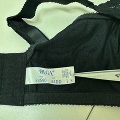 Vtg Olga Lacy Textures Bra 34DD Full Figure Underwire Lace Black #33580 NEW
