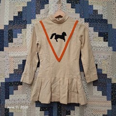 True Vintage 60s Mod Cheerleader Uniform Dress Pony Horse Appliqué Talon Zip