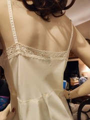 Vintage 1940s Deena 8 Gore Off White Lacy Full Dress Slip Nightgown Sz 36