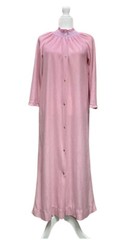 Vintage Robe Dan Ellen Pink Pearl Snap Duster House Coat Costume 1970’s