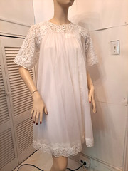 VTG 50’s/60’s SHADOWLINE Nylon LACE Midi NIGHTGOWN & ROBE Romantic Lingerie Set