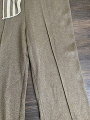 Vintage 1970s Marbella Knit Flared Pant Jumpsuit Romper 1960s Brown Tan Stripes