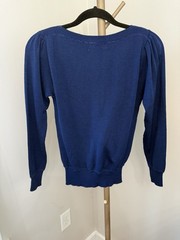 VTG Round Neck Sweater Womens Medium Slim Fit Navy Made in Hong Kong 40’s-50’s