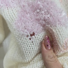 VTG 1980s Sheseido Pastel Sweater M White Blue Pink Lurex Chenille Pearls Fairy