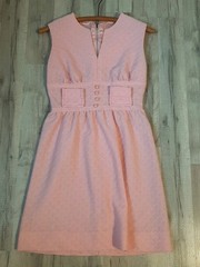 Vtg 60s70s Mod Gogo Mini Party Dress Pink Textured Sz9 Petite Carol Brent