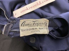 Vintage 1950’s Anne Fogarty Midnight Blue Sateen Dress with Drop Waist