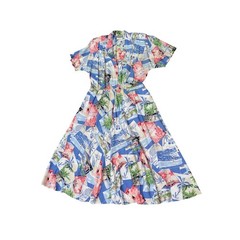 Vintage Carol Anderson Tropical Postcard Midi Dress Resort 80s Retro 13/14