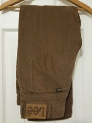Vtg LEE Riders BROWN CORDUROY PANTS Shortened 32 X 26.5 Union Made in USA