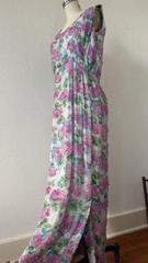 Vintage 1950s 60s Rare Designer Sara Fredericks Hand Beaded Chiffon Evening Gown