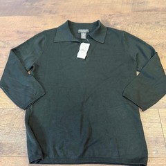 Banana Republic Knit Polo Shirt Green 3/4 Sleeve V-Neck Vintage Silk Blend