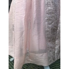 Vtg 80s Pink Silver Floral Empire Layered Taffeta Women’s XS S O USA Short Dress