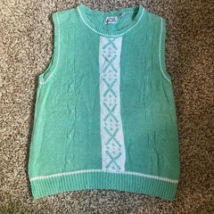 Vintage 80s 90s Wye Oaks Teal Retro Sweater Ski Vest