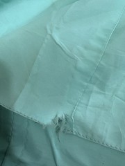 Vtg 70s Teal Blue Chiffon Maxi Dress Beaded Emblishment Sheer Sleeves 26” W