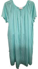 Vtg Sears Nightgown Carriage Court Soft 100% Nylon Aqua One Size Fits All