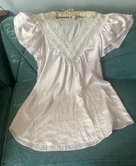 Vtg Lily of France Large Pink Satin Nightgown Babydoll Ivory Lace Coquette 90s