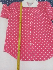VTG 3 Womens Land’n Sea Pnk Grn Blu Polka Dot Sz M Polo Shirts Short Sleeve USA