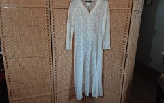 Vtg. women All That Jazz Dress lace long white unlined long sleeve sz 9/10 USA