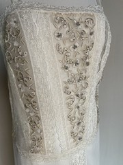 Vintage Scott McClintock Dress Size 8 Ivory Lace Beaded Formal Wedding Bridal