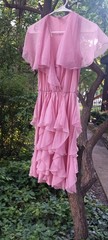 Vintage Pink soft feminine hankerchief dress. 80s. Size 10. Beautiful