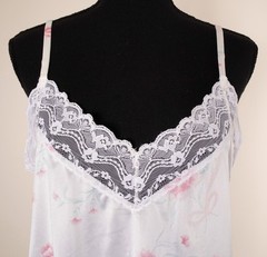 VTG BESTFORM Cami Tank Top Floral White Slip M Adjust Strap Nylon Lace 38 NWOT