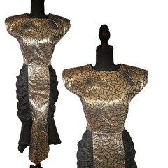 Vintage 1980s Black And Gold Lamè With Velvet Detail By Nuance Mkd Sz 3 As Is
