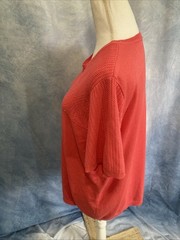 Vintage 90s Alfred Dunner Knit Top 1X Plus Coral Pink Pointelle Short Sleeve USA