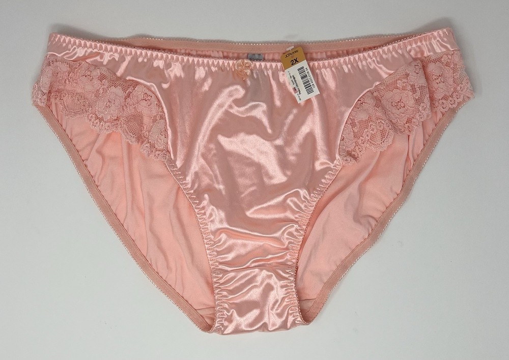 Vintage Delicates JCPenney Shiny Satin Pink Panties 2X NWT Second Skin Lace