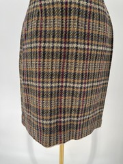 Vtg 80s Adolfo Intl Wool Pencil Skirt Small Plaid Dark Academia Preppy School