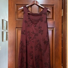 Vintage DBY Ltd Burgundy Flocked Floral Sleeveless Shift Dress Y2K size S?
