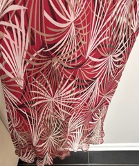 Vtg Y2K Willi Smith 100% Silk Maxi Skirt Red White Leaf Cottagecore Fairy Sz 10